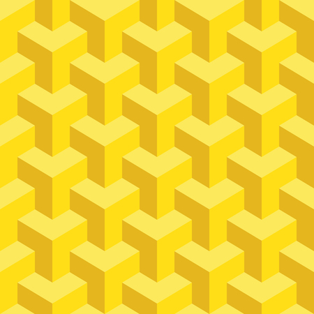 Geometric background, seamless pattern, vector illustration, yellow cubesのイラスト素材