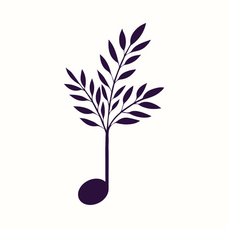 Music note with growing abstract flower. Vector illustrationのイラスト素材