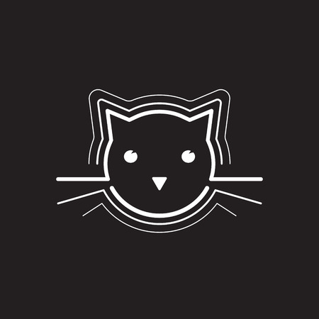 Simple cat head icon. Line design. Vector illustration isolated on white backgroundのイラスト素材