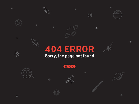 404 Error page. Vector illustration. Background with abstract planets, universeのイラスト素材