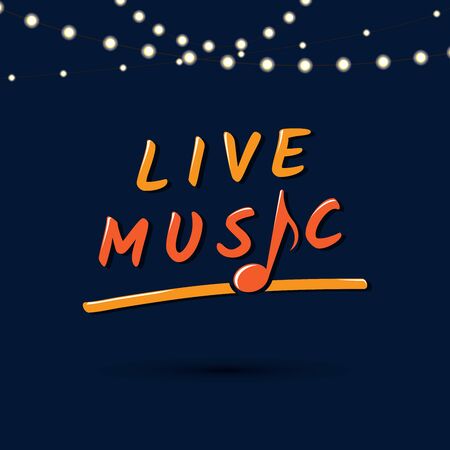Live music sign with note. Vector Illustration Keywords:のイラスト素材
