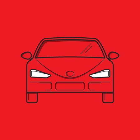 Red car, front view. Flat design. Vector Illustrationのイラスト素材