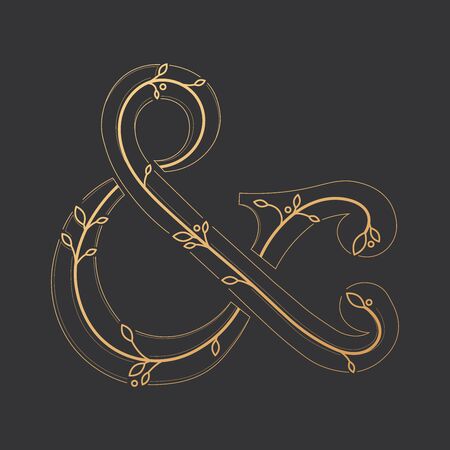 Modern gold ampersand icon. Vector illustration EPS 10のイラスト素材