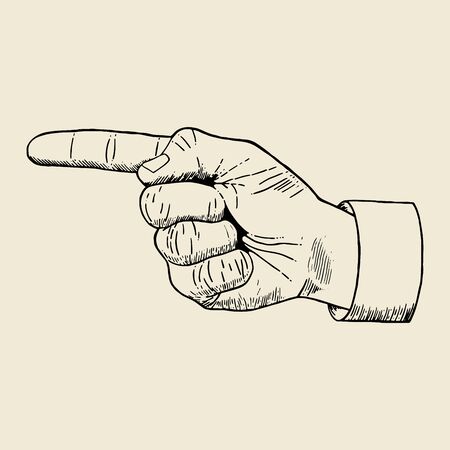 Showing hand, vintage style. Vector illustration, EPS 10のイラスト素材