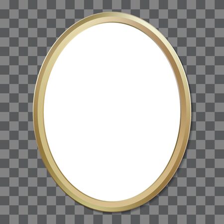 Oval golden picture frame. Vector illustration isolated on transparent backgroundのイラスト素材