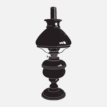 Antique oil lamp, silhouette. Vector illustration EPS 10のイラスト素材