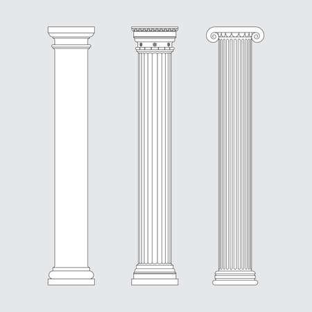 Architecture columns. Collection of various design elements. Vector illustration, line design.のイラスト素材