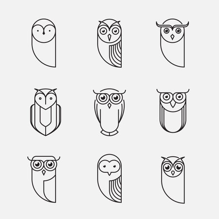 Owl icon set. Modern simple line design, editable strokes. Vector illustrationのイラスト素材