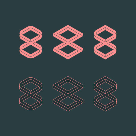 Geometric elements, connected shapes. Set of impossible or infinity icons. Vector illustrationのイラスト素材