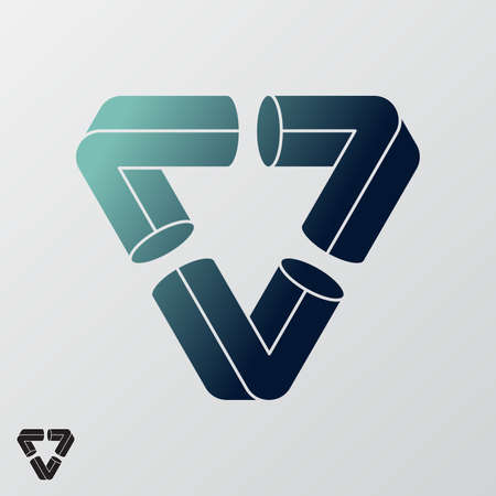 Impossible triangle icon. Optical illusion, modern design element. Vector illustration