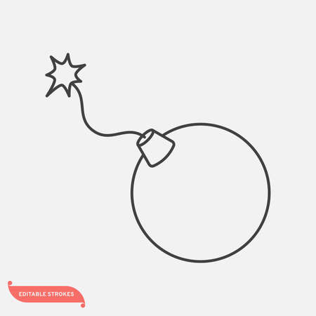 Dynamite, ball bomb. Vector illustration   , line design, editable strokesのイラスト素材
