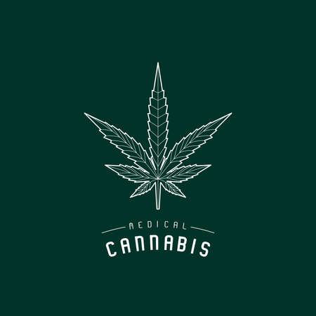 Medical cannabis leaf icon, line design, editable strokes. Vector illustration
