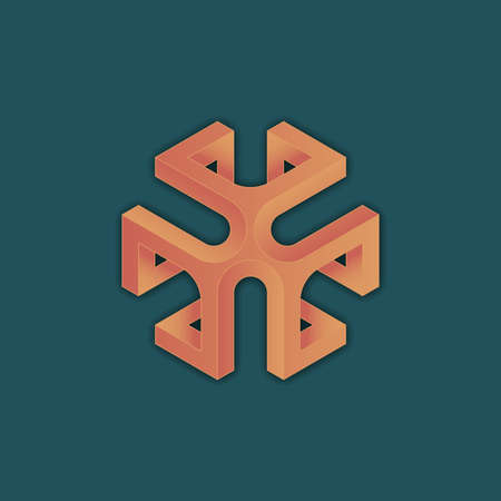 Impossible shape, colorful design element. Cube icon, vector illustrationのイラスト素材
