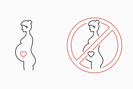 Expecting a baby icon. No access for pregnant woman. Line design, editable stokes. Vector illustration isolated on white backgroundのイラスト素材