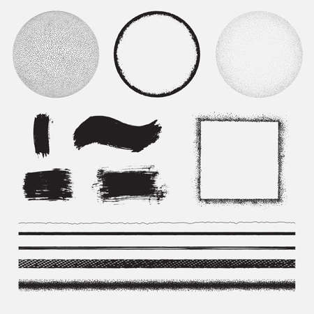 Set of grunge brushes, strokes and design elements. Vector illustration isolated on white backgroundのイラスト素材