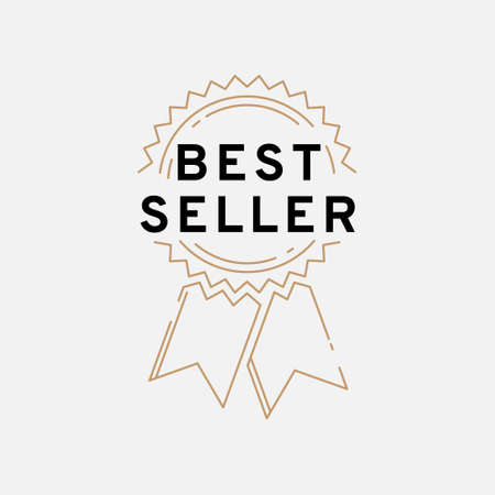 Best seller icon, modern simple label design. Vector illustration isolated on white background. Badge with editable strokes.のイラスト素材