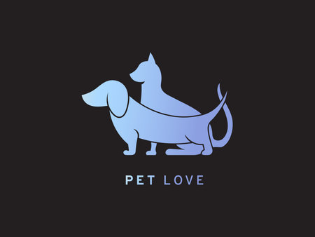 Pet clinic icon, silhouette. Dog and cat. Modern simple colorful design. Vector illustration EPS 10のイラスト素材