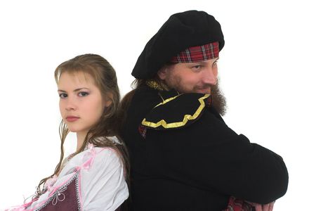 man and woman on white backgroundの写真素材