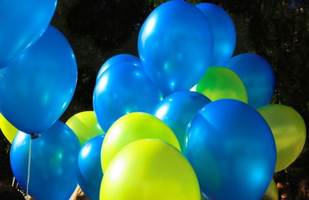 colored balloons on the dark backgroundの写真素材