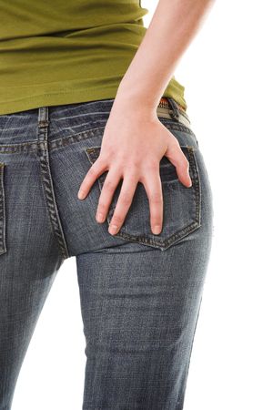girl in jeans isolated on the white