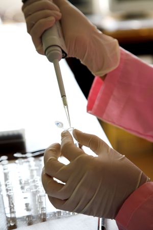 laboratory workplace for biotechnology investigation. DNA analyze