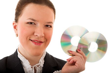 Young beautiful girl on white isolated backgroundの写真素材