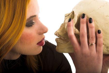 Young sexy girl on white isolated backgroundの写真素材