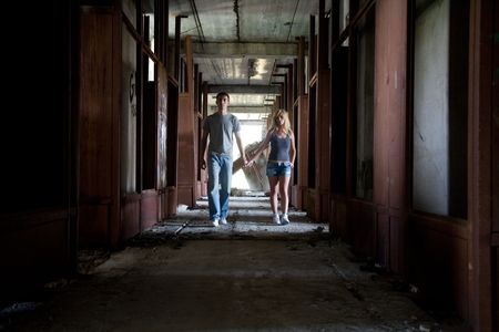 young beauty lovers in the rusty buildingの写真素材