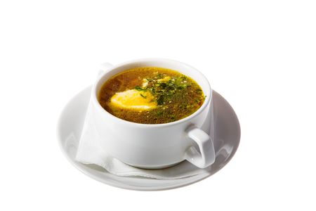 soup in white isolated on white backgroundの写真素材