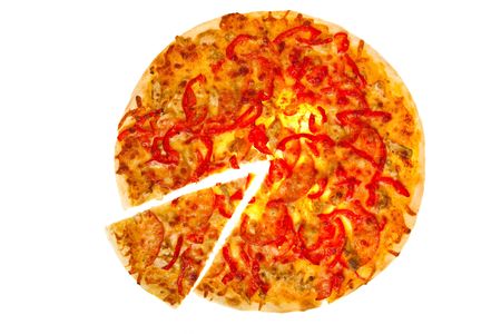 fresh pizza isolated on the white backgroundの写真素材