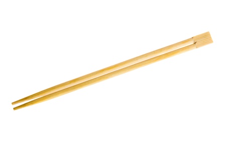 wood chopsticks isolated on the white backgroundの写真素材
