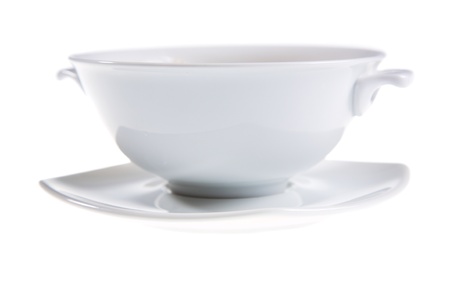 empty white bowl isolated on white backgroundの写真素材