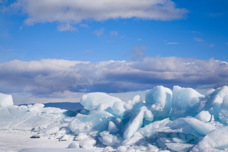 frozen baikal lake in winter
