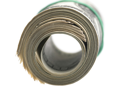 Roll of dollars isolated on white background 