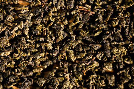 Oolong tea leaf close-up textureの写真素材