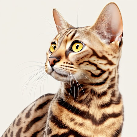 Ai-generated image of bengal cat isolatet on white background.の素材