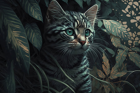 Cute american shorthair kitten. Ai-generated imageの素材