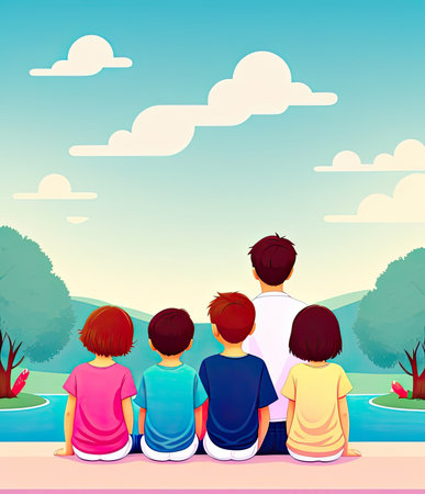 Happy family spending time together.Ai-generated imageの素材