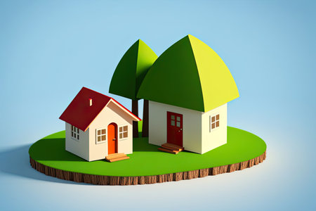 Small house papercut style illustration. real estate concept. Ai-generated imageの素材