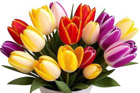 Bouquet of tulips isolated on white background. Ai-generated imageの素材
