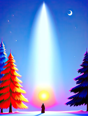Holiday background with a Christmas tree. AI-generated imageの素材