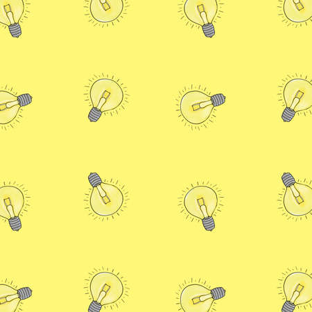 Digital art.Incandescent lamp on a pale yellow backgroundの写真素材
