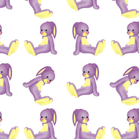 Digital art.Lilac Bunny on a white backgroundの写真素材