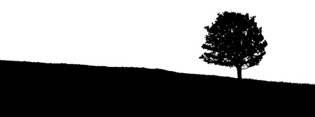 silhouette of a tree in the meadowのイラスト素材