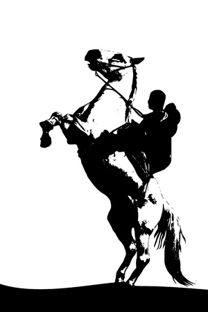 illustration of free rider on horseback at attentionのイラスト素材