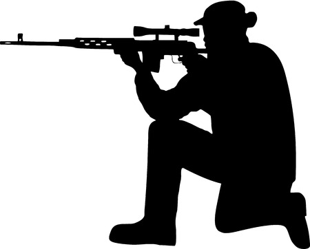 silhouette of a soldier with a gunのイラスト素材