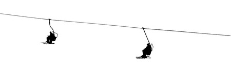 silhouette of a ski lift on white backgroundのイラスト素材