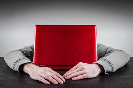 sleeping on laptop, overworkの写真素材