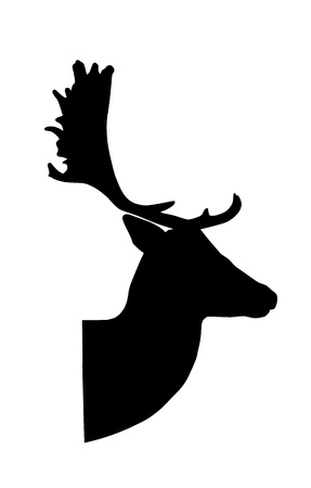 fallow deer silhouette on white backgroundの写真素材