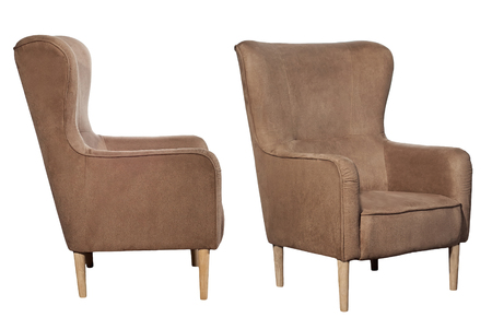 Colored chairs from fabric and suede on a white backgroundの写真素材